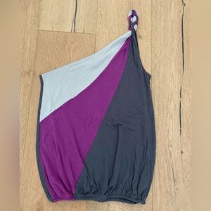 VENUS Purple and Gray Asymmetrical Tank Top